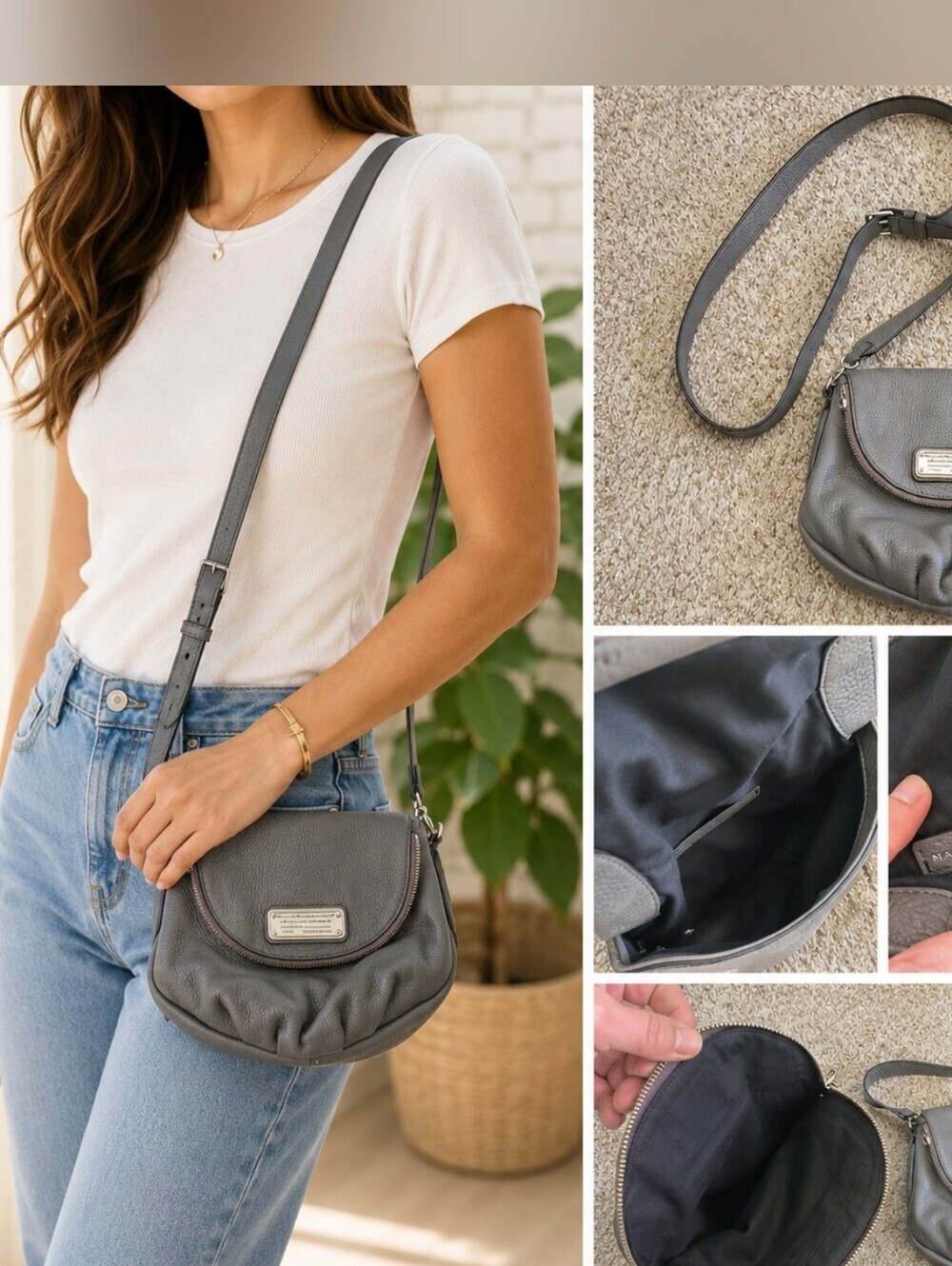 Marc by Marc Jacobs Gray Pebbled Leather Crossbody